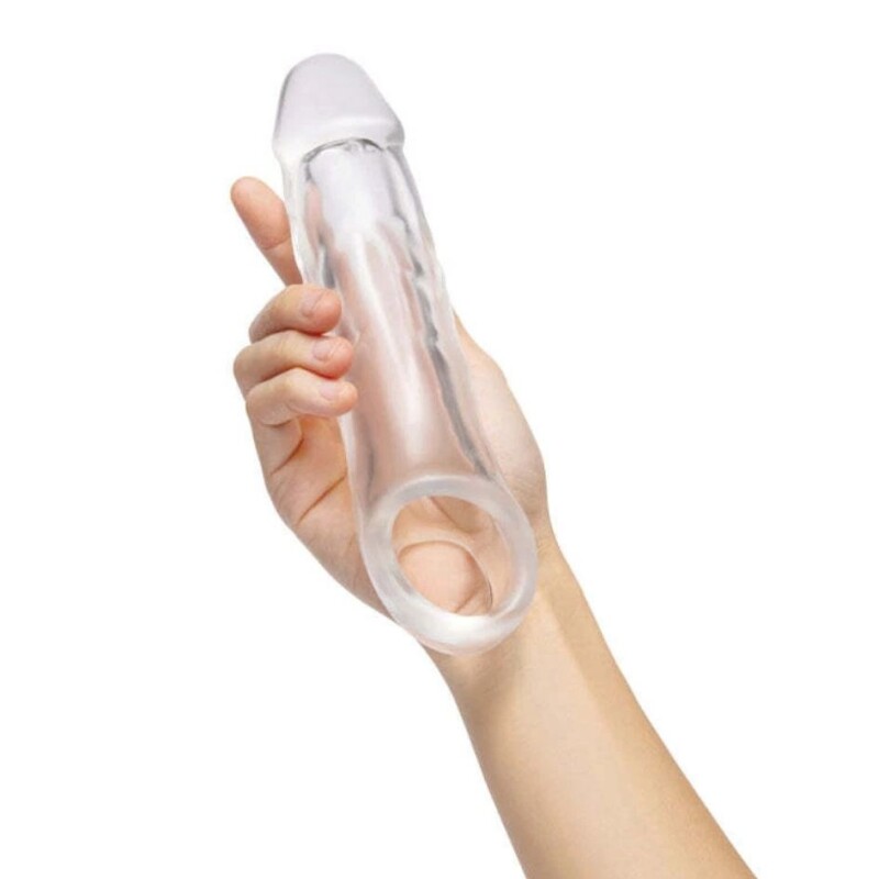 Насадка-подовжувач пеніса +5 см, Size Up 2 See-Thru з петлею для мошонки, прозора, 20.3 х 4.8 см