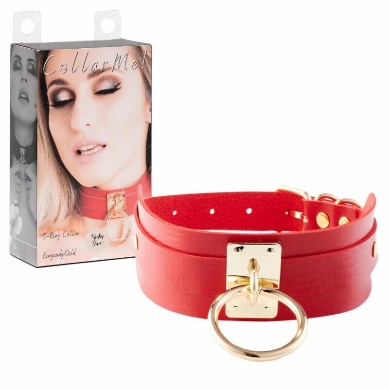 Нашийник з кільцем Kinky Diva O-Ring Collar Red/Gold червоний з золотими деталями - Изображение 5