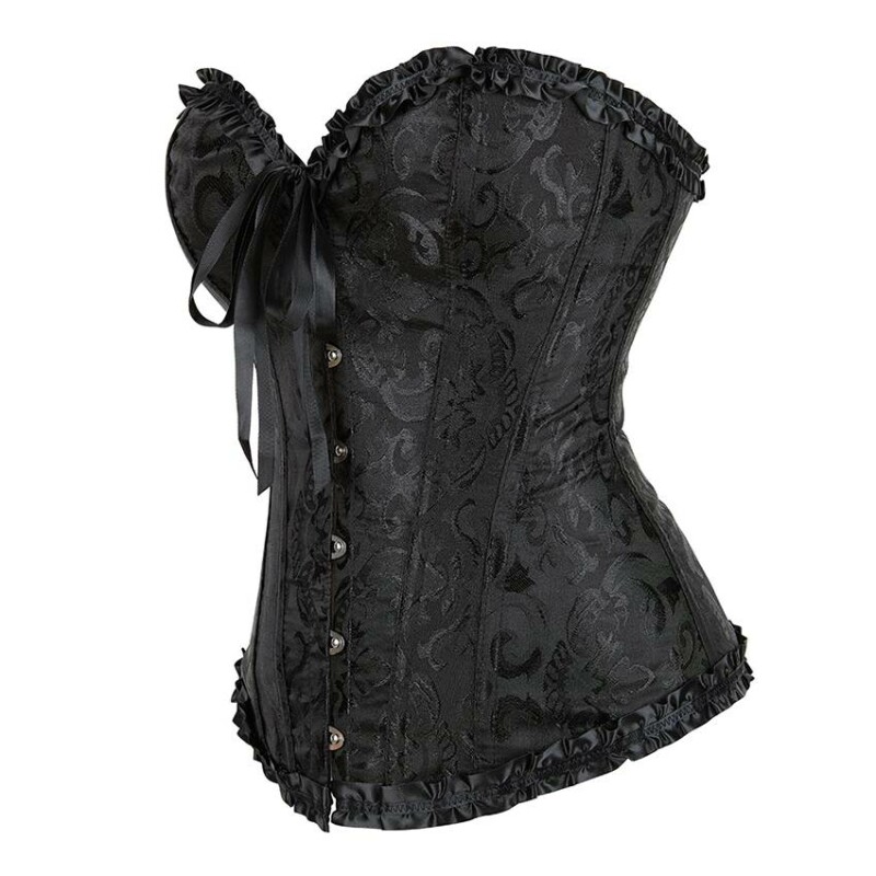 Корсет мереживний Star Night з трусиками, чорний, XL - Зображення 4