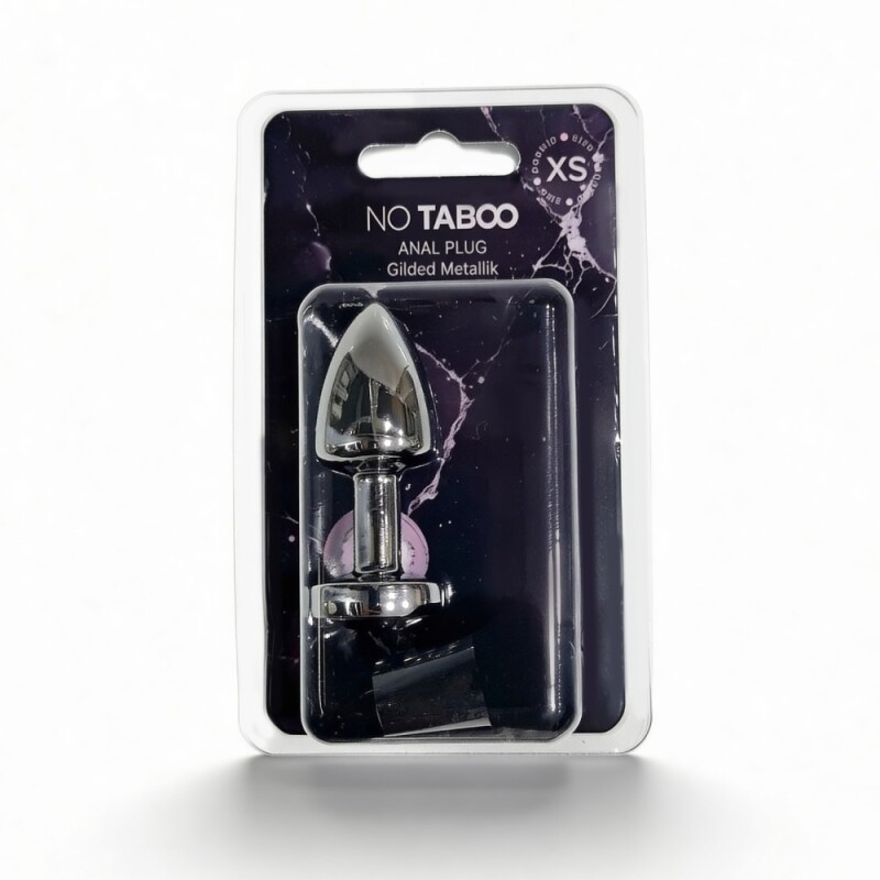 Анальна пробка NO TABOO MINI Silver, 34 г, металева з прозорим каменем, срібна, 6 х 2.5 см - Изображение 3