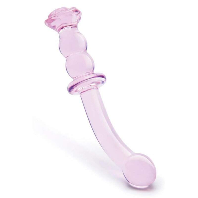 Склянний фалоімітатор для точки G Dreamtoys Glaze Glass Rosebud рожевий, 19 х 2.9 см - Зображення 2