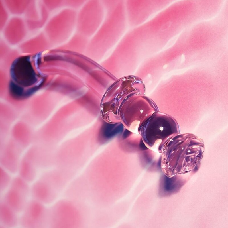 Склянний фалоімітатор для точки G Dreamtoys Glaze Glass Rosebud рожевий, 19 х 2.9 см - Зображення 6