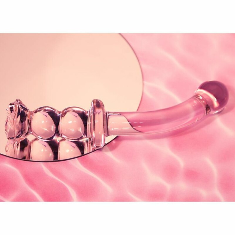 Склянний фалоімітатор для точки G Dreamtoys Glaze Glass Rosebud рожевий, 19 х 2.9 см - Зображення 7