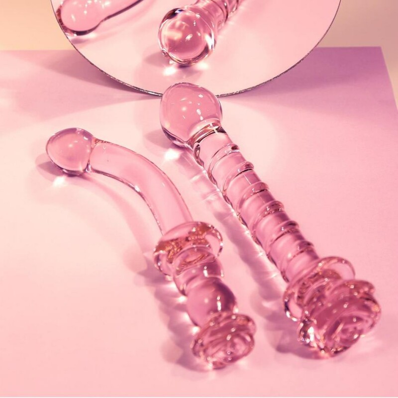 Склянний фалоімітатор для точки G Dreamtoys Glaze Glass Rosebud рожевий, 19 х 2.9 см - Зображення 8