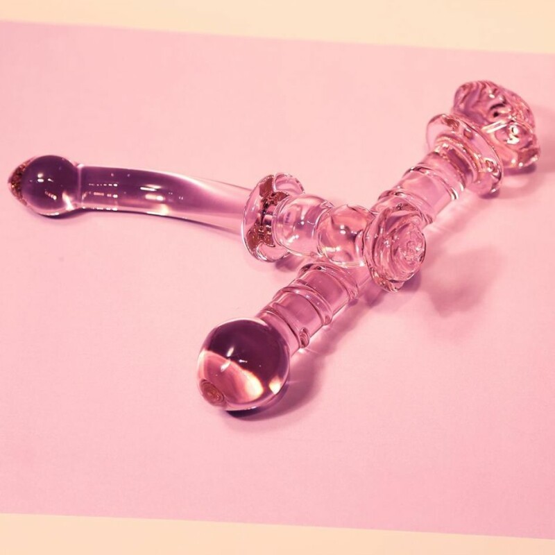 Склянний фалоімітатор для точки G Dreamtoys Glaze Glass Rosebud рожевий, 19 х 2.9 см - Зображення 9