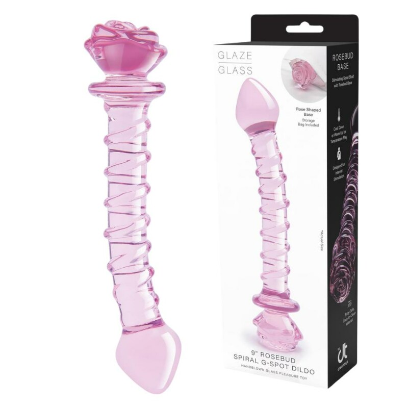 Фалоімітатор зі скла для точки G Dreamtoys Glaze Glass Rosebud рожевий, 22.8 х 4 см - Зображення 3