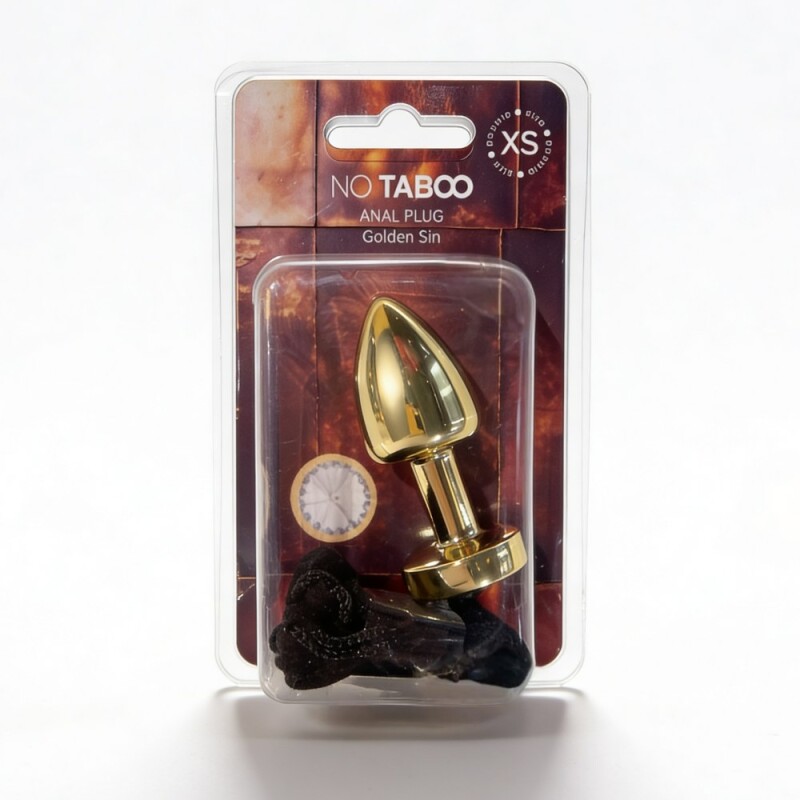 Анальна пробка NO TABOO MINI Gold, 37 г, металева, золота з прозорим каменем, 6 х 2.5 см - Зображення 2