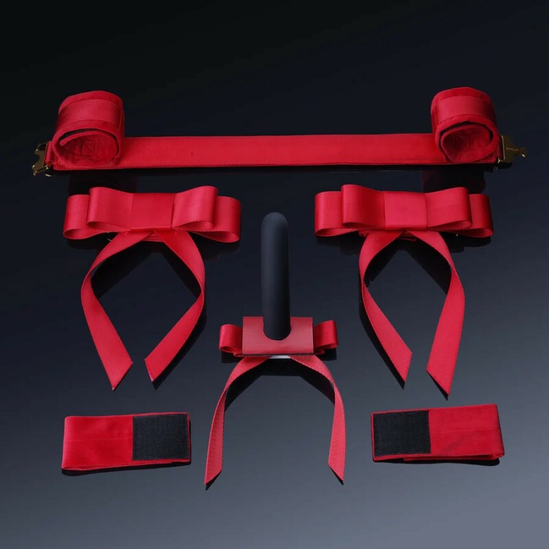 Розпірка для ніг з манжетами UPKO Bowknot з фіксаторами у вигляді бантиків, червона - Зображення 2