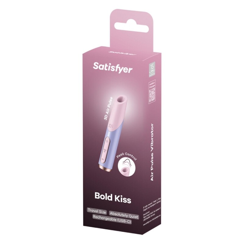 Вібратор у вигляді помади Satisfyer Bold Kiss з вакуумною стимуляцією, фіолетовий, 12.5 х 2.4 см - Изображение 1