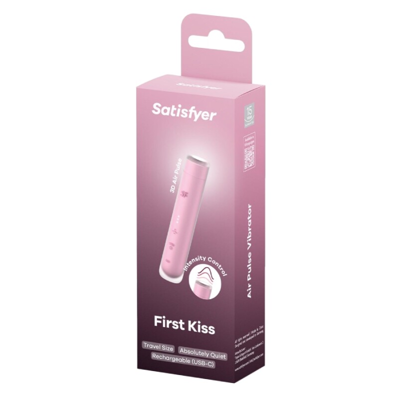 Вакуумний стимулятор Satisfyer First Kiss для клітора, рожевий, 12.5 х 2.5 см - Зображення 1