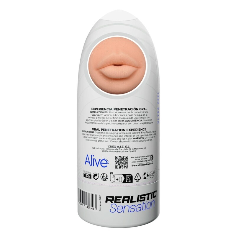 Мастурбатор-рот в колбі Alive Flex Oral M бежевий, 16 х 6.5 см - Изображение 3