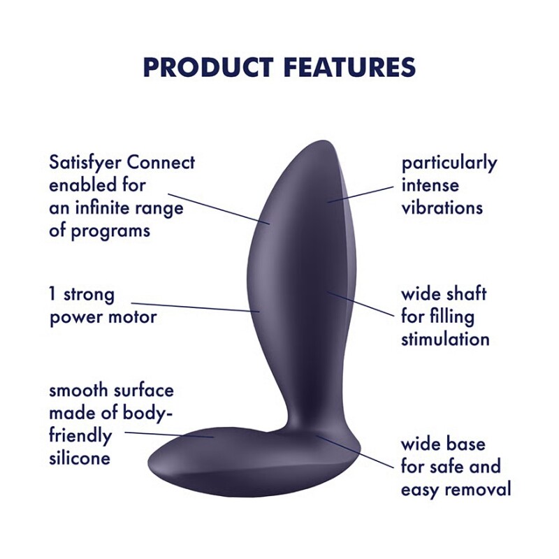 Анальний вібратор Satisfyer Power Plug з додатком, фіолетовий, 11.3 х 5 см - Изображение 4