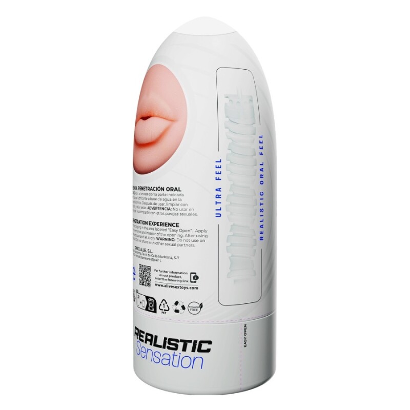 Мастурбатор-рот в колбі Alive Flex Oral M бежевий, 16 х 6.5 см - Изображение 4
