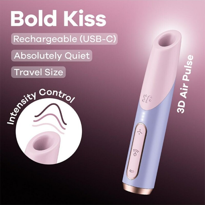 Вібратор у вигляді помади Satisfyer Bold Kiss з вакуумною стимуляцією, фіолетовий, 12.5 х 2.4 см - Изображение 5