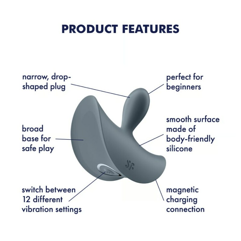 Анальний вібратор Satisfyer Booty Absolute Beginners 2 з широкою основою, сірий, 7.8 х 7 см - Изображение 6