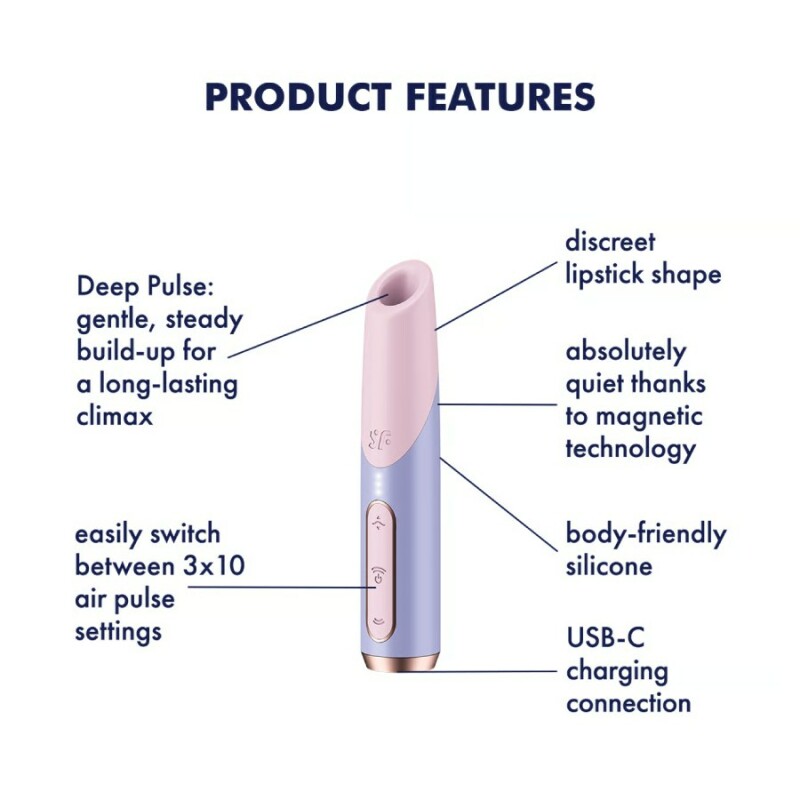 Вібратор у вигляді помади Satisfyer Bold Kiss з вакуумною стимуляцією, фіолетовий, 12.5 х 2.4 см - Изображение 6