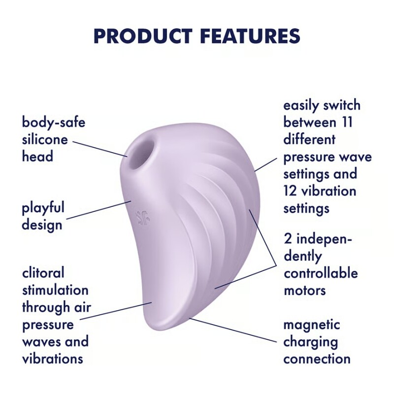 Вакуумний стимулятор Satisfyer Pearl Diver з вібрацією, фіолетовий, 9.1 х 6.6 см - Изображение 6