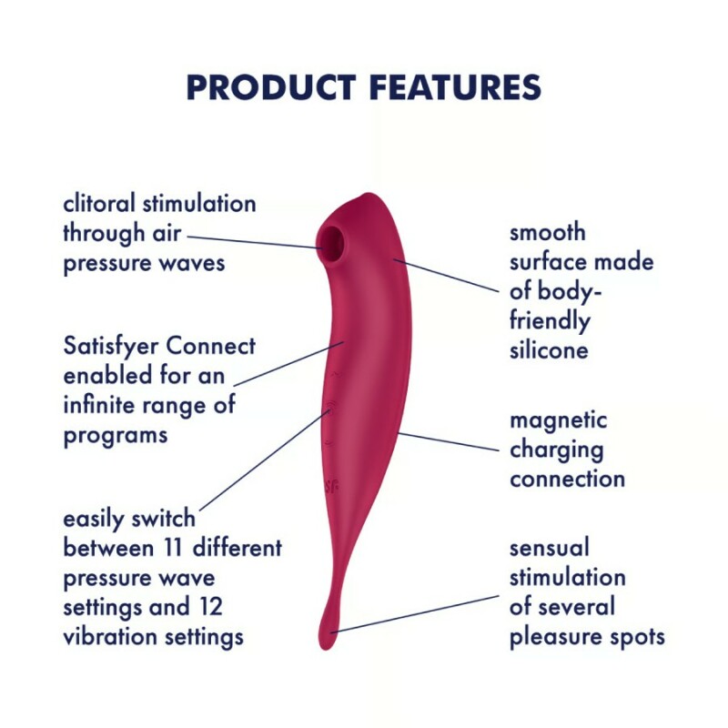 Вібратор з хвильовою стимуляцією Satisfyer Twirling Pro з додатком, червоний, 20.5 х 3.7 см - Изображение 7