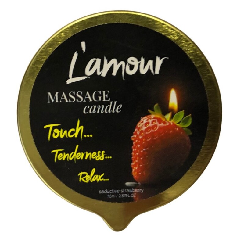 Масажна свічка, 70 мл, L'amour Seductive Strawberry лісові ягоди + полуниця + молоко - Зображення 1