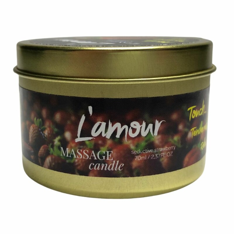 Масажна свічка, 70 мл, L'amour Seductive Strawberry лісові ягоди + полуниця + молоко - Зображення 2