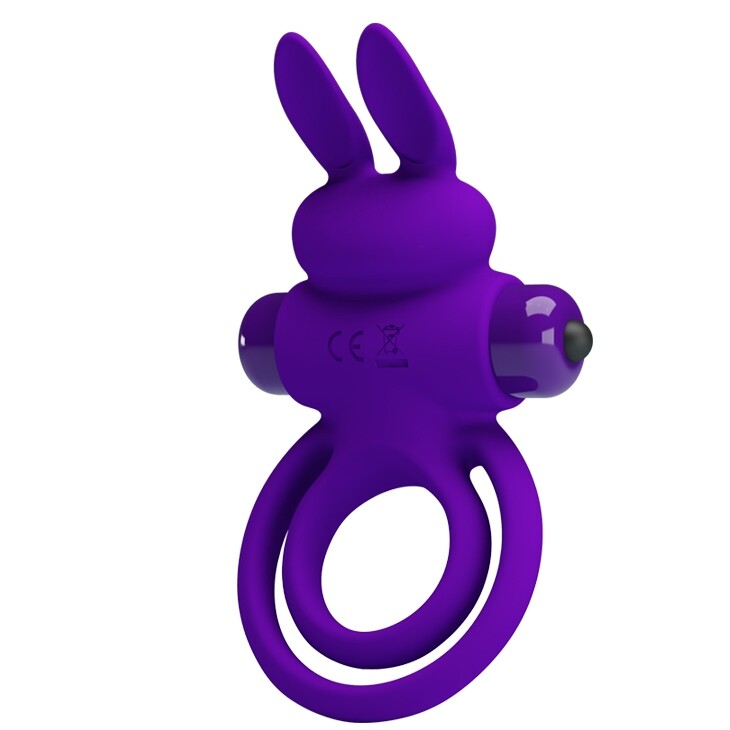 Ерекційне віброкільце Pretty Love Ring III з вушками, фіолетове, 9.7 х 5.6 см - Изображение 2