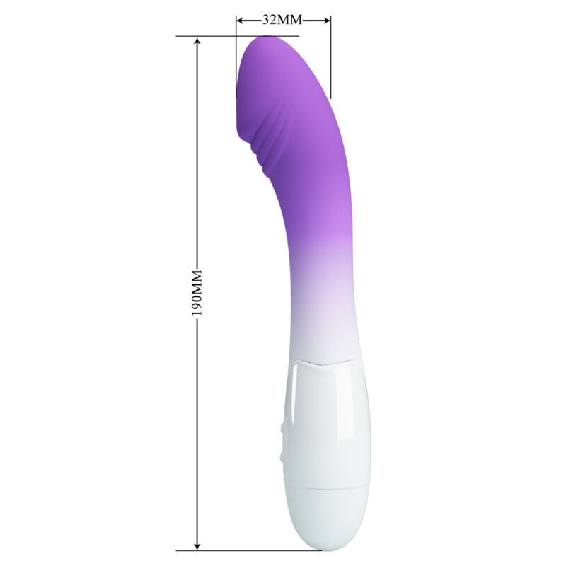 Вібратор для точки G Pretty Love Elemental ребристий, біло-фіолетовий, 19 х 3.2 см - Изображение 9