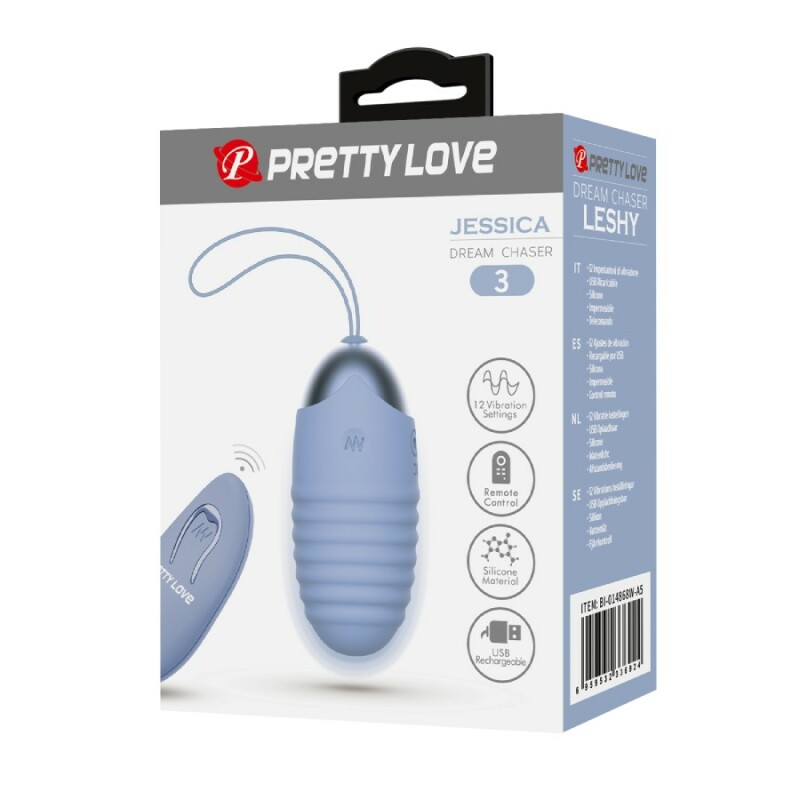 Віброяйце Pretty Love Jessica з пультом, блакитне, 7.2 х 3.3 см - Зображення 7