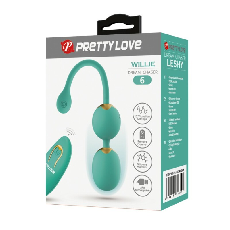 Вагінальні віброкульки Pretty Love Willie з пультом, зелені, 20.5 х 3.4 см - Изображение 8