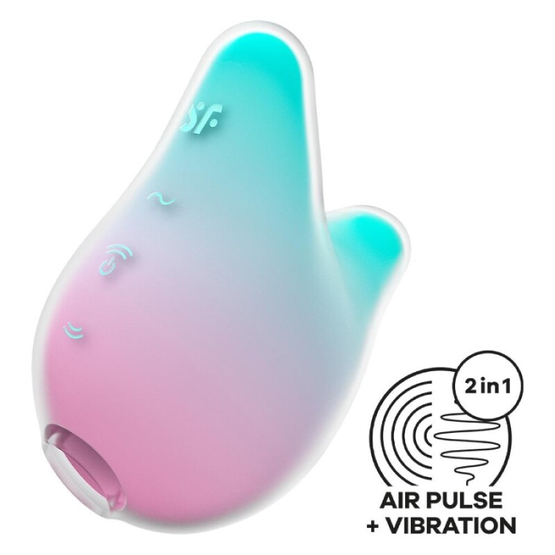 Вакуумний стимулятор Satisfyer Mermaid Vibes з вібрацією, рожево-зелений, 9.5 х 1.5 см - Изображение 2