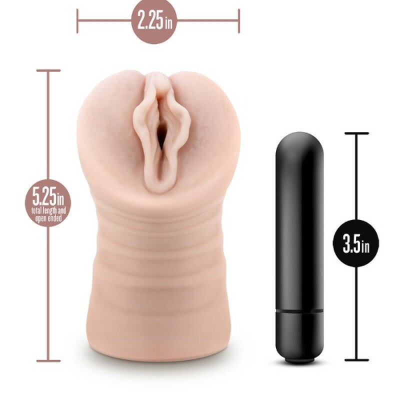 Мастурбатор-вагіна Blush Enlust з віброкулею, бежевий, 13.3 х 5.7 см - Изображение 6