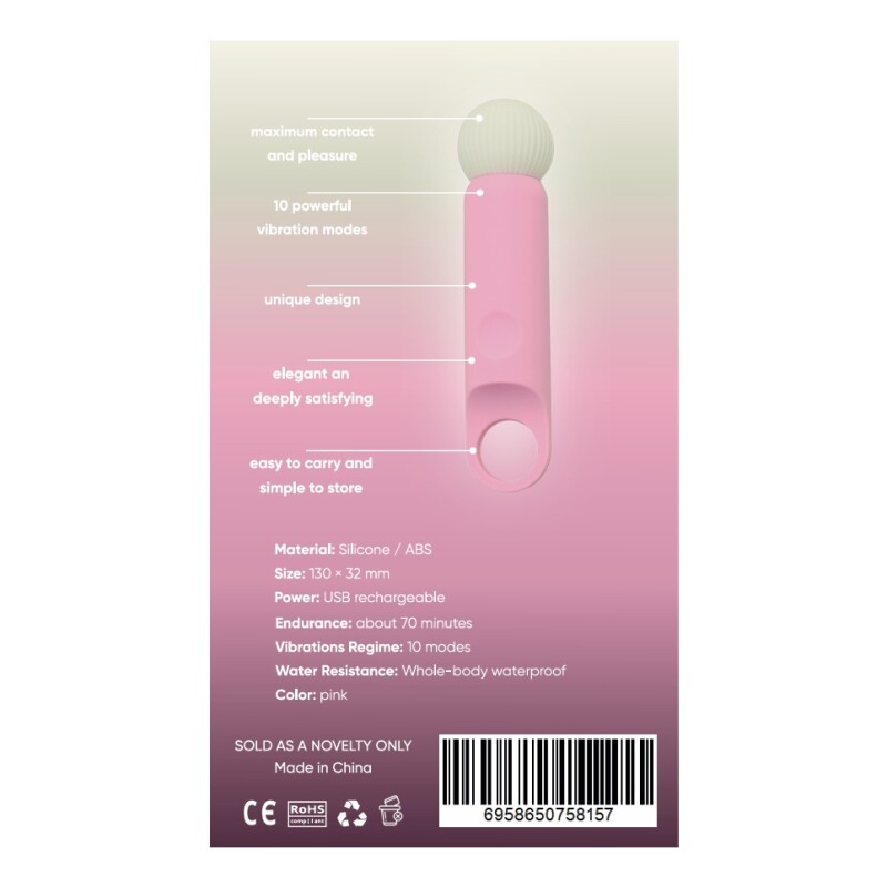 Мінівібратор-мікрофон Sweet Em Tiny Wand силіконовий, біло-рожевий, 11.8 х 3.2 см - Изображение 2