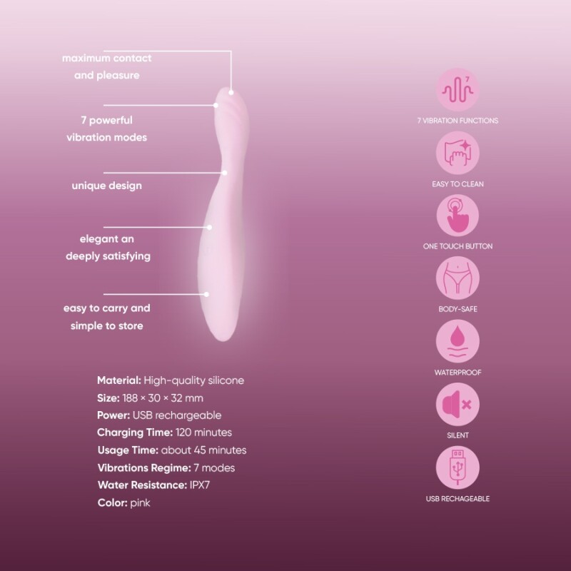Вібратор Sweet Em Curve Vibe для точки G, рожевий, 18.8 х 3.2 см - Зображення 2