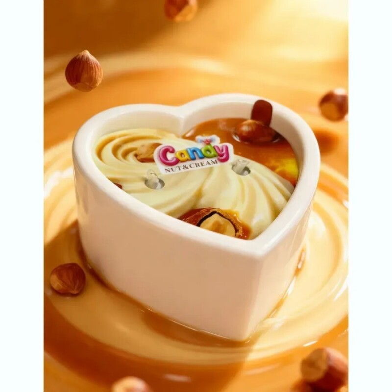 Масажна свічка з ароматом горіхового крему, 70 мл, Candy Nut Cream у формі серця - Зображення 9