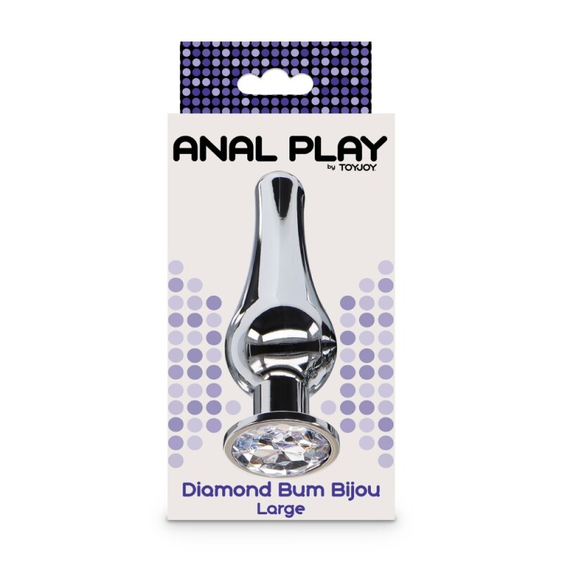 Анальна пробка Toy Joy Diamond Bum Bijou L із кристалом, срібляста, 13 х 4 см - Изображение 1