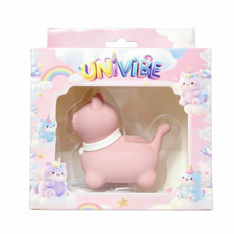 Стимулятор клітора з пульсацією UNIVIBE у вигляді котика, рожевий, 6.5 см - Изображение 1