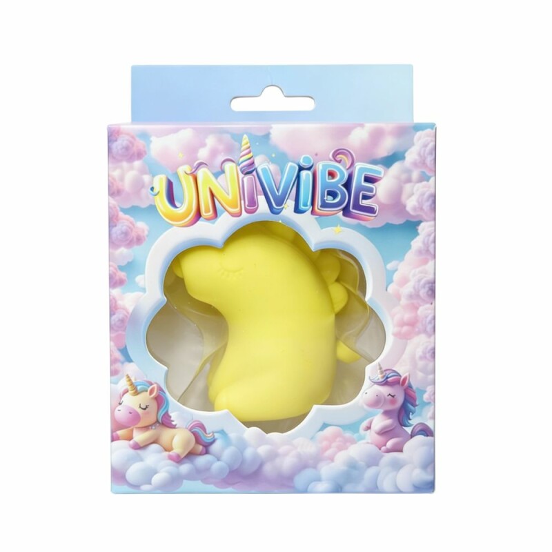 Стимулятор клітора з пульсацією UNIVIBE Єдиноріг жовтий, 7.5 см - Изображение 1