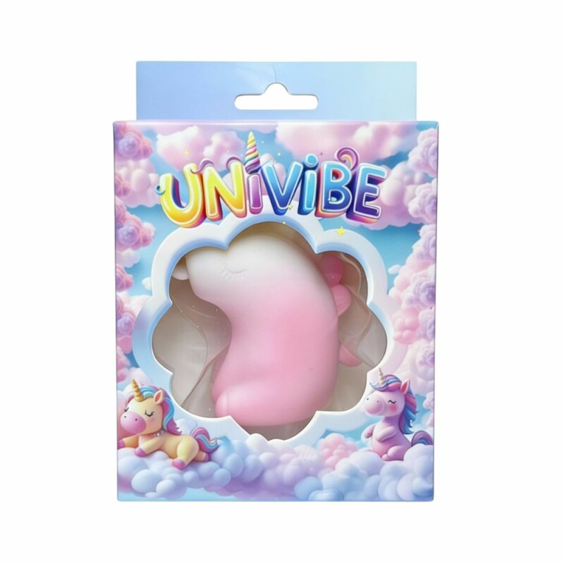 Стимулятор клітора UNIVIBE Єдиноріг з довгим обертовим язичком,градієнт біло-рожевий, 7.5 см - Изображение 1