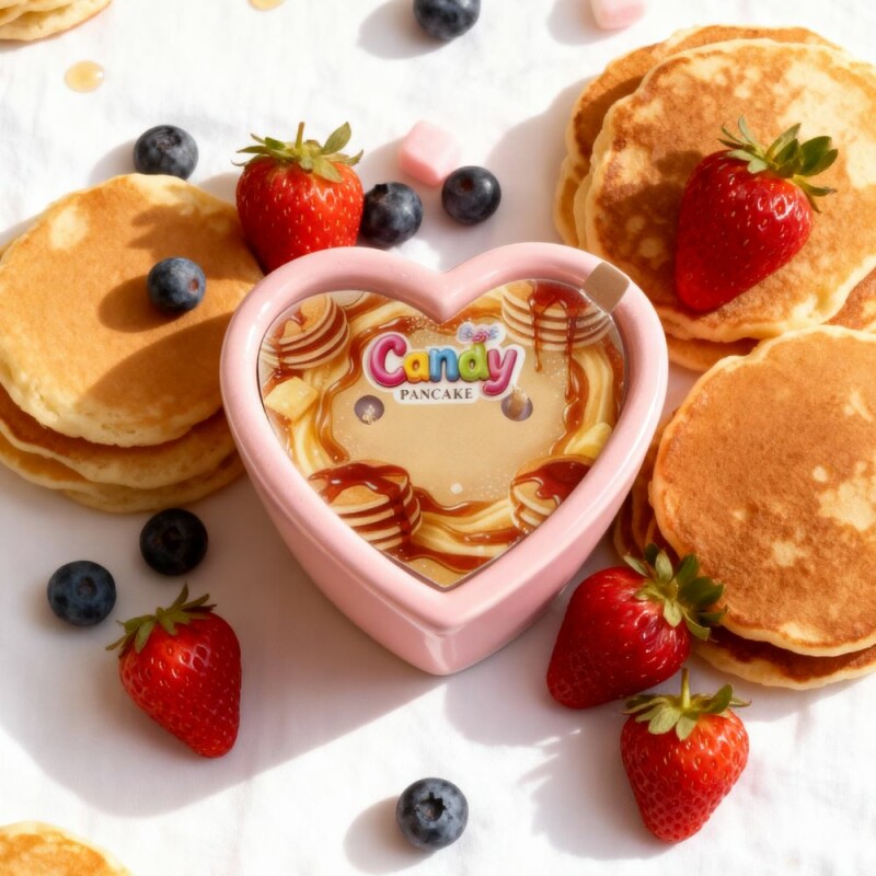 Масажна свічка з ароматом панкейка, 70 мл, Candy Pancake у формі серця - Зображення 1