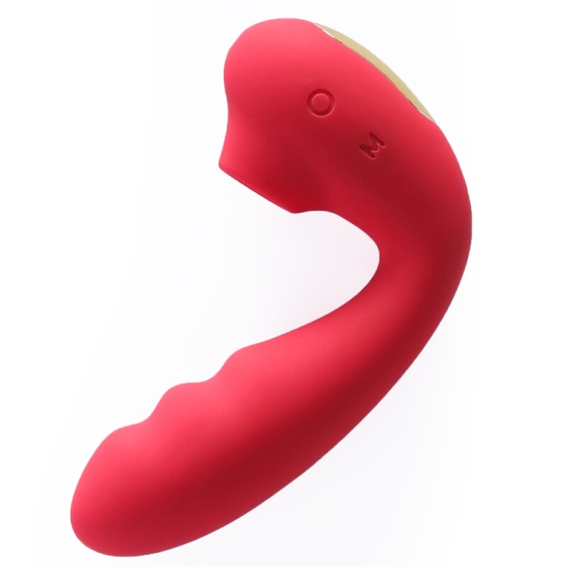 Вібратор для точки G BeYourLover Tara з вакуумом та нагрівом, червоний, 13 х 3.5 см