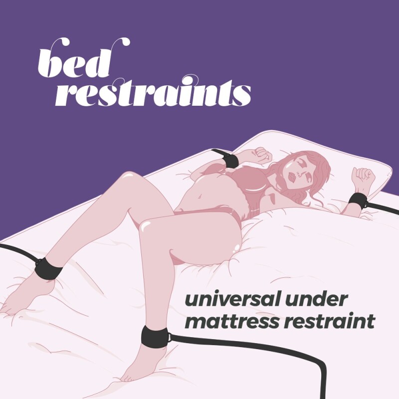 Фіксатори для ліжка Crushious Bed Restraints з манжетами та ременями, чорні - Изображение 1
