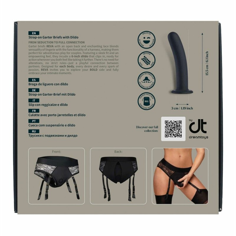 Страпон Dream Toys Reva із трусиками-підв'язками, чорний, S - Изображение 8