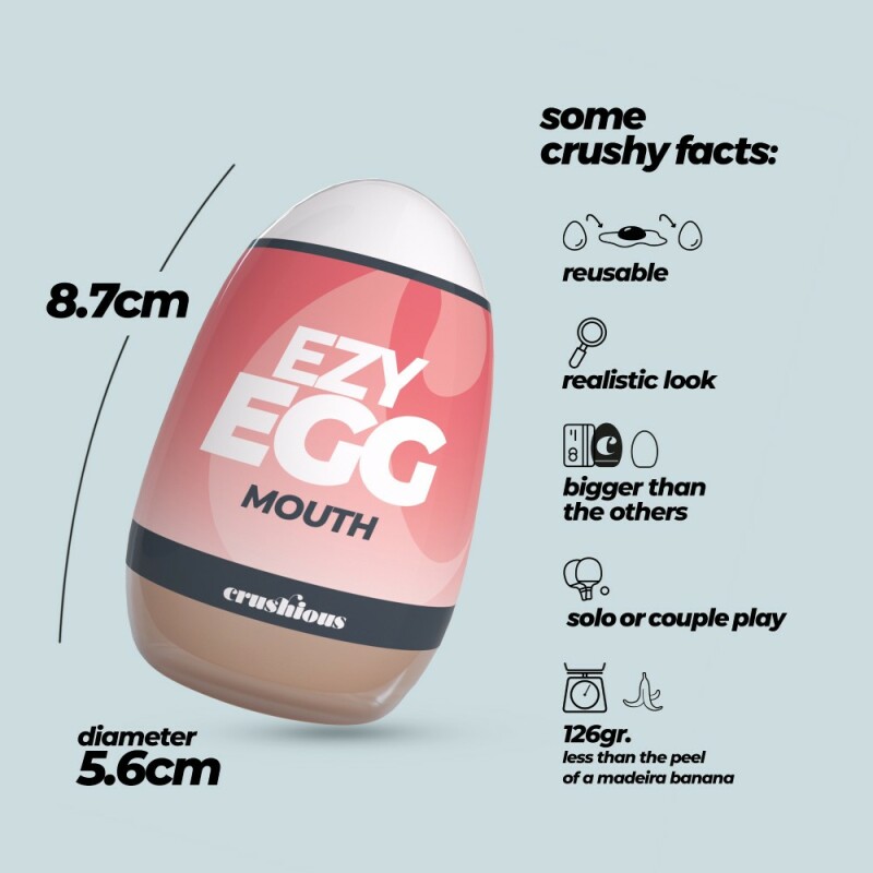 Мастурбатор-яйце Crushious Ezy Egg the Mouth рот, бежевий, 8.7 х 5.6 см - Изображение 2