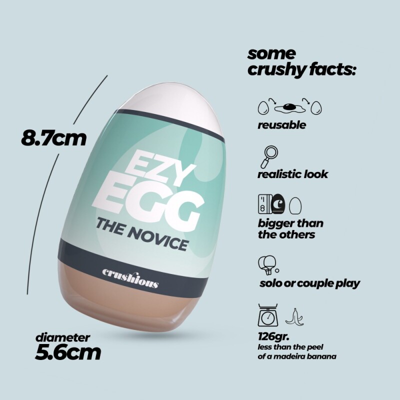 Мастурбатор-яйце Crushious Ezy Egg the Novice вагіна, бежевий, 8.7 х 5.6 см - Зображення 4