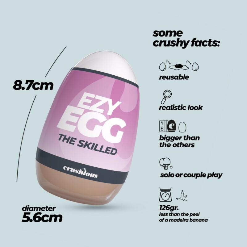 Мастурбатор-яйце Crushious Ezy Egg the Skilled вагіна, бежевий, 8.7 х 5.6 см - Зображення 3