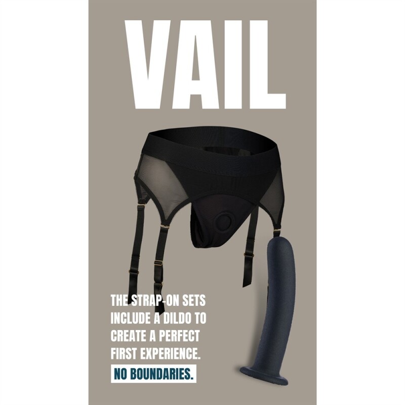 Страпон Dream Toys Vail із трусиками-підв'язками, чорний, S - Изображение 9