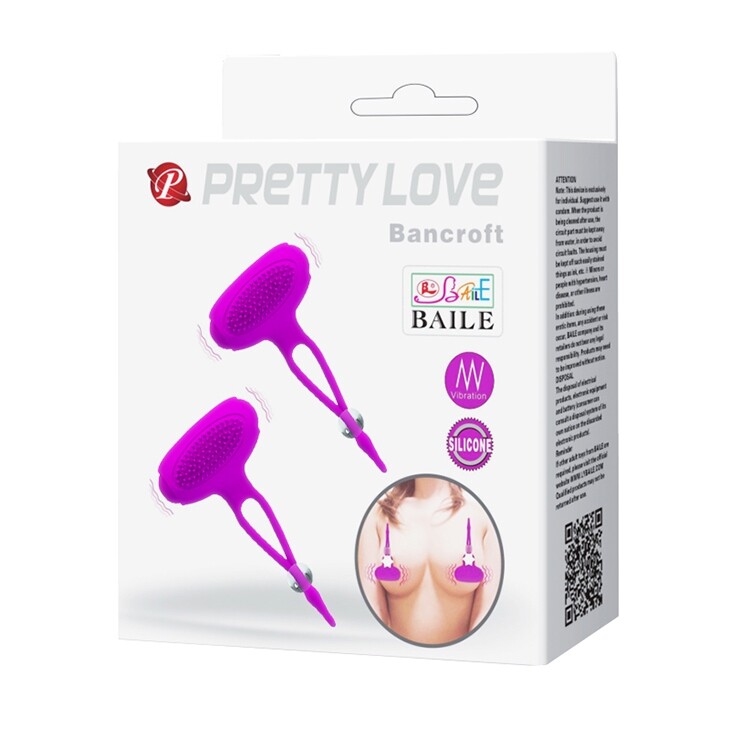 Вібростимулятори для сосків Pretty Love Bancroft, рельєфні, фіолетові, 9 х 5 см - Изображение 8