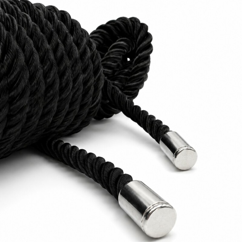 Мотузка для бондажа DS Fetish шовкова, чорна, 10 м - Изображение 2