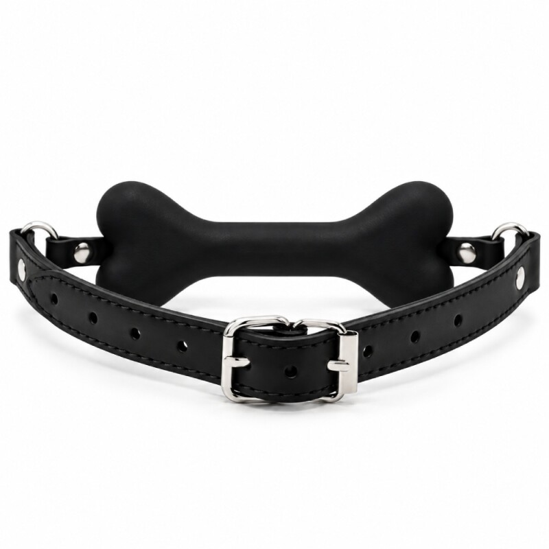 Кляп у вигляді кістки DS Fetish з надписом BITCH, чорний - Зображення 2