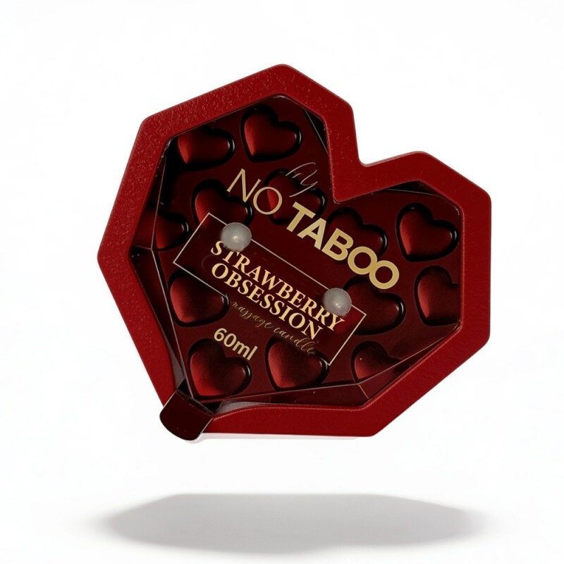 Масажна свічка у формі серця, 60 мл, NO TABOO Strawberry Obsession полуниця + базилік + мускус - Изображение 3
