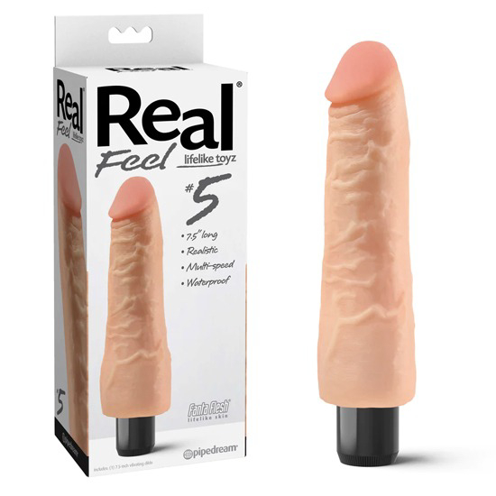 Вібратор з кібершкіри Pipedream Real Feel багатошвидкісний, бежевий, 19 х 3.5 см - Изображение 1